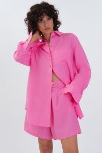 FARLEY OVERSIZED LINEN SHIRT in Bubblegum ~ women’s pink linen summer shirts