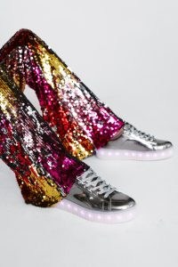 NASTY GAL Faux Leather Light Up Sneakers ~ shiny metallic trainers