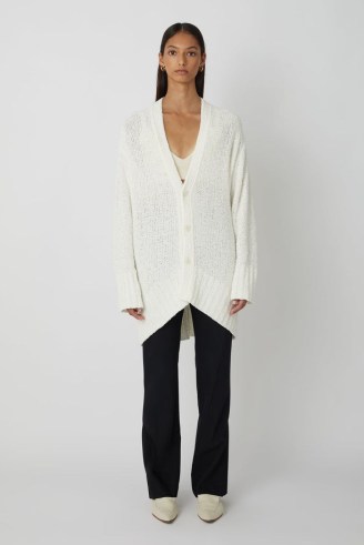 CAMILLA AND MARC Frenchy Knit Cardigan in Cream ~ womens relaxed fit cocoon shaped cardigans ~ chic knitwear - flipped