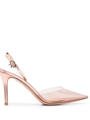 Gianvito Rossi transparent 105mm pumps – pointed clear plexiglass slingback courts – glamorous slingbacks – luxe occasion court shoes - flipped