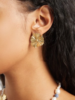BY ALONA Amary 18kt gold-plated earrings ~ floral jewellery - flipped