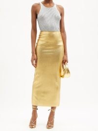TOM FORD Metallic-woven pencil skirt ~ gold evening skirts ~ women’s designer clothes