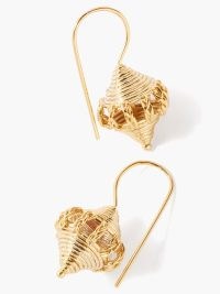 TOHUM Savanna Sangha 24kt gold-plated drop earrings – textured drops