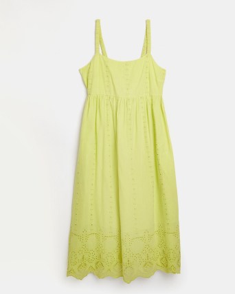 GREEN BRODERIE SMOCK MIDI DRESS ~ women’s cotton sundresses