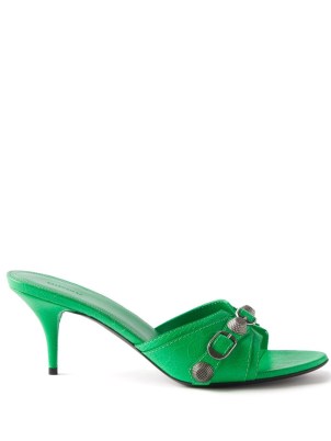BALENCIAGA Cagole studded leather mules in green