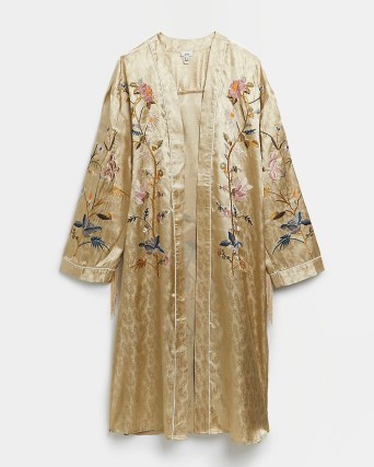 RIVER ISLAND EMBROIDERED FRINGE KIMONO – fringed kimonos – luxe style floral robes