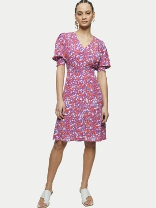 JIGSAW Heath Ditsy Short Tea Dress / floral puff sleeved vintage style dresses