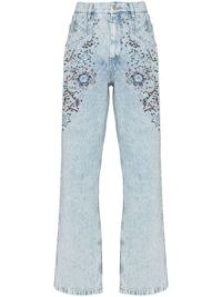 Isabel Marant floral-embroidered straight-leg jeans / women’s beaded and sequinned denim clothes