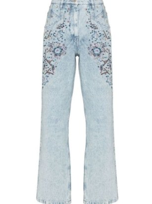 Isabel Marant floral-embroidered straight-leg jeans / women’s beaded and sequinned denim clothes - flipped