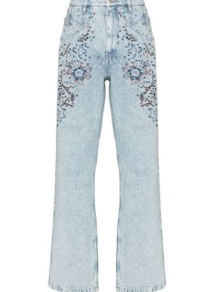 Isabel Marant floral-embroidered straight-leg jeans / women’s beaded and sequinned denim clothes