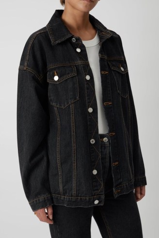 CAMILLA AND MARC Isla Jacket in Sombre Charcoal ~ women’s relaxed fit 90s inspired denim jackets - flipped