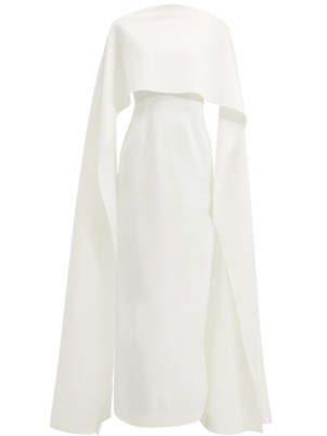 ROKSANDA Elina ivory crepe cape gown ~ elegant event gowns ~ alternative wedding dresses ~ chic bridal gown ~ floor length evening occasion clothes - flipped