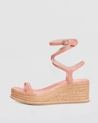PAIGE Jamie Wedge Rose Leather ~ pink jute wedged sandals ~ ankle wrap espadrille wedges