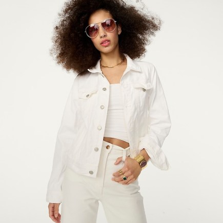 J.CREW Classic denim jacket in white ~ women’s casual jackets - flipped
