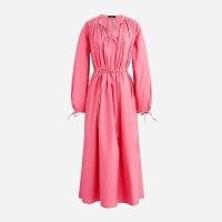 J.CREW Cotton poplin tunic midi dress Dark Flamingo ~ pink organic cotton tie detail dresses