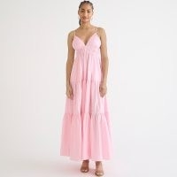 J.CREW Oahu V-neck tiered dress Fresh Bouquet ~ pink cotton cami strap maxi dresses ~ strappy summer occasion fashion