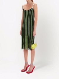 JW Anderson fringe-detail camisole dress | green fringed hem knitted dresses