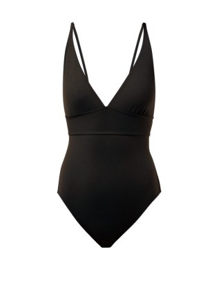 ERES Larcin V-neck swimsuit | black deep plunge swimsuits | womens chic plunging swimwear - flipped