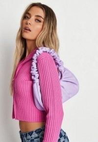 MISSGUIDED lilac faux leather ruched handle handbag ~ scrunchie handle handbags