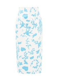 EMILIA WICKSTEAD Lissandra foliage-print taffeta pencil skirt | white printed occasion skirts