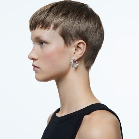 SWAROVSKI Millenia hoop earrings Octagon cut, White, Rhodium plated – clear crystal hoops