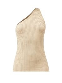 PETAR PETROV Tano asymmetric silk-knit tank top ~ summer essential tops ~ wardrobe essentials ~ women’s chic asymmetrical neckline tanks
