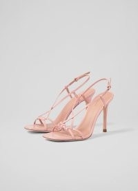 L.K. BENNETT Nyla Plait Peach Heeled Sandal ~ strappy summer event sandals ~ high stiletto heel occasion shoes