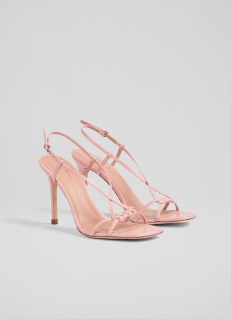 L.K. BENNETT Nyla Plait Peach Heeled Sandal ~ strappy summer event sandals ~ high stiletto heel occasion shoes - flipped