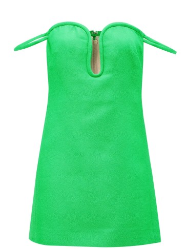 VALENTINO Green off-the-shoulder plunge crepe mini dress
