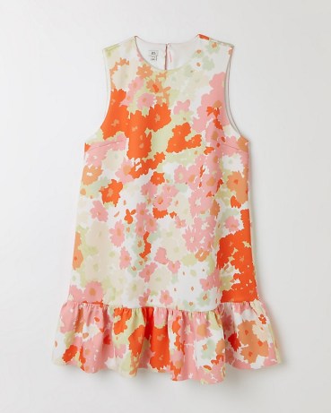 Retro flower print dress | RIVER ISLAND ORANGE FLORAL SHIFT MINI DRESS | women’s summer fashion - flipped