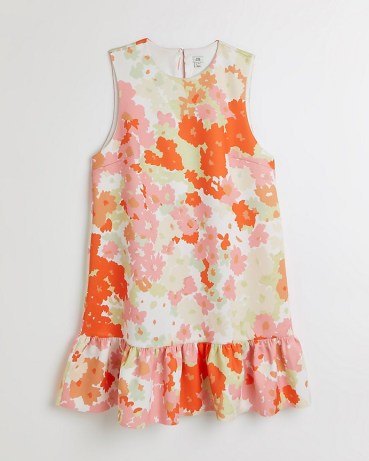 Retro flower print dress | RIVER ISLAND ORANGE FLORAL SHIFT MINI DRESS | women’s summer fashion