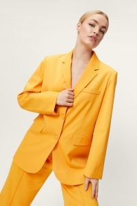 NASTY GAL Oversized Twill Single Breasted Blazer in Orange ~ bright longline padded shoulder blazers