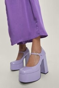 NASTY GAL Patent Platform Mary Jane Heels Lilac ~ chunky Mary Janes ~ block heel platforms ~ retro shoes