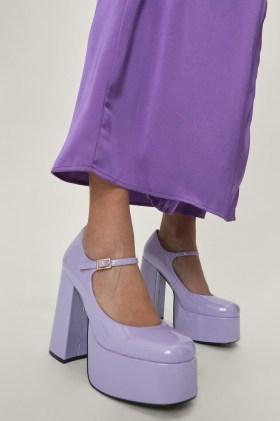 NASTY GAL Patent Platform Mary Jane Heels Lilac ~ chunky Mary Janes ~ block heel platforms ~ retro shoes - flipped