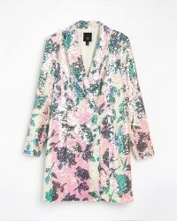 River Island PINK SEQUIN BLAZER DRESS | women’s floral sequinned party clothes