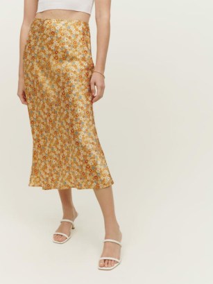 Reformation Pratt Silk Skirt in Junie | luxe floral slip style midi skirts