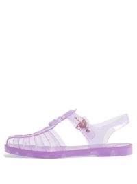 GUCCI Caged purple rubber sandals | women’s logo summer flats