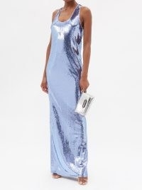 TOM FORD Sequinned racer-back maxi dress – purple sequin covered tank dresses – shimmering evening event clothing – occasion glamour