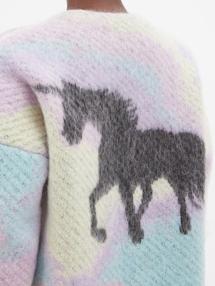 LOEWE Unicorn-jacquard tie-dyed mohair-blend cardigan ~ women’s muticoloured drop shoulder cardigans ~ womens clothes with unicorns ~ designer knitwear - flipped