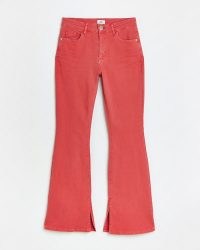 RED HIGH WAISTED FLARED JEANS | womens casual denim fashion