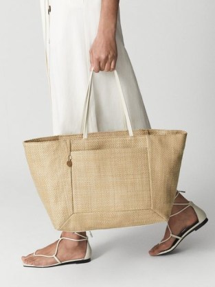 REISS BAILEY Raffia Tote Bag / chic summer shopper bags / beach and poolside accessories / stylish vacation accessory - flipped