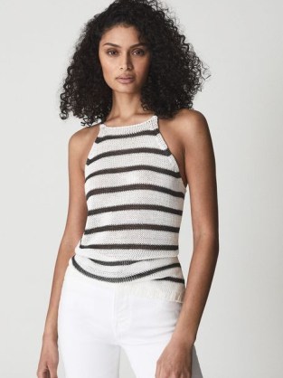 REISS CARLA Knitted Stripe Cami Cream ~ knitwear style essential ~ women’s wardrobe essentials - flipped