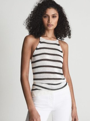 REISS CARLA Knitted Stripe Cami Cream ~ knitwear style essential ~ women’s wardrobe essentials