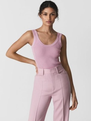 REISS SABRINA Double Strap Knitted Vest Pink - flipped