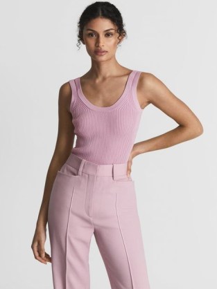 REISS SABRINA Double Strap Knitted Vest Pink