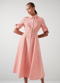 L.K. BENNETT Saffron Pink Cotton Lurex Stripe Shirt Dress