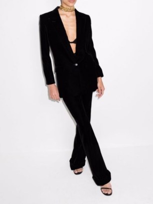 Saint Laurent single-breasted black velvet blazer ~ women’s designer blazers - flipped