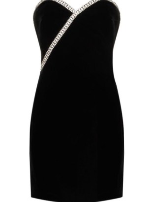 Black velvet crystal-embellished mini dress | strapless LBD | designer party clothes - flipped
