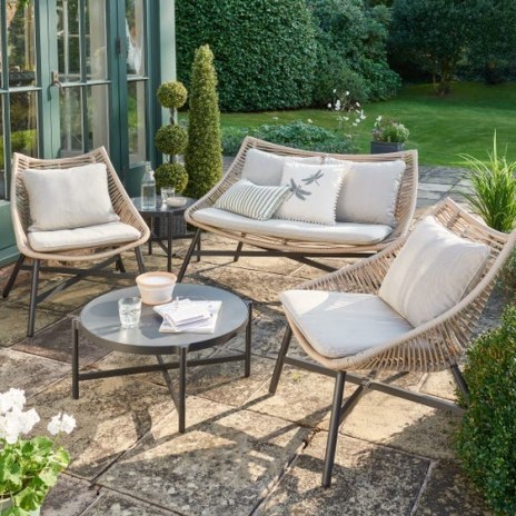 Singapore 4 Seater Conversation Set ~ retro garden seating ~ stylish outdoor chairs and coffe tables - flipped