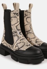 MISSGUIDED stone snake print faux leather toe cap ankle boots